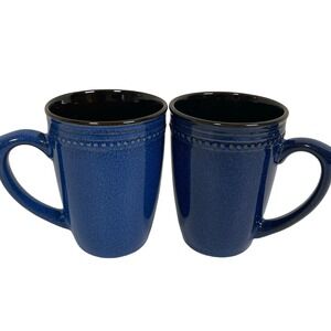 Cuisinart Jenna Blue Stoneware‎ Set of 2 Coffee Mugs Speckled Farmhouse Rustic
